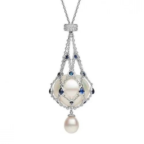 Elegant Adjustable Pearl Necklace with Gemstone Accents