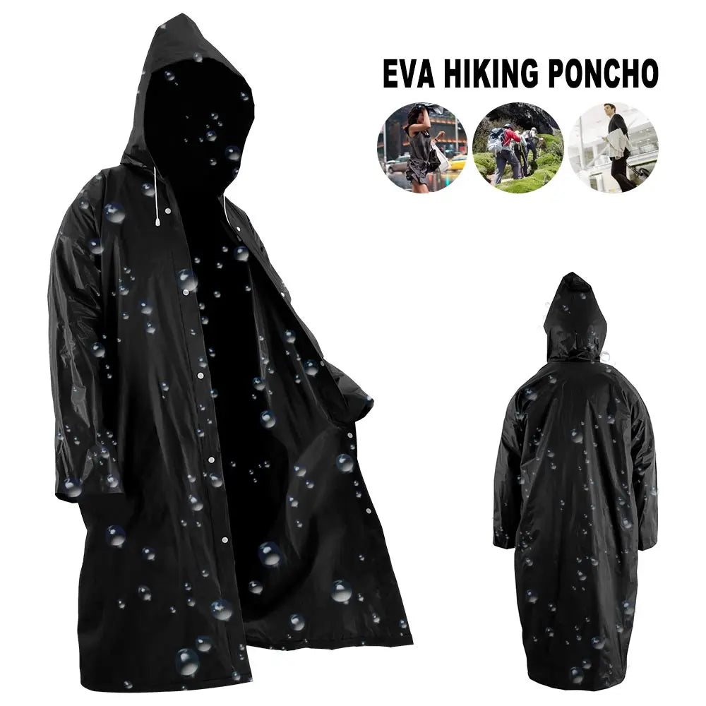 Unisex Waterproof Rain Poncho in Black | 145 x 70 cm