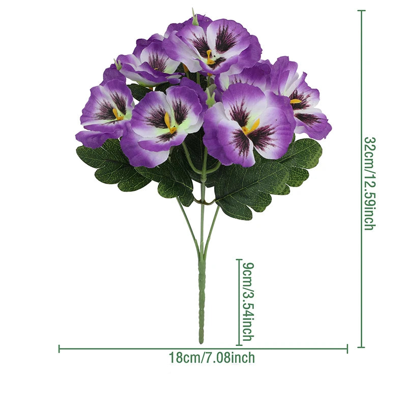 Artificial Pansies - 5 Stems for Wedding & Party Decorations