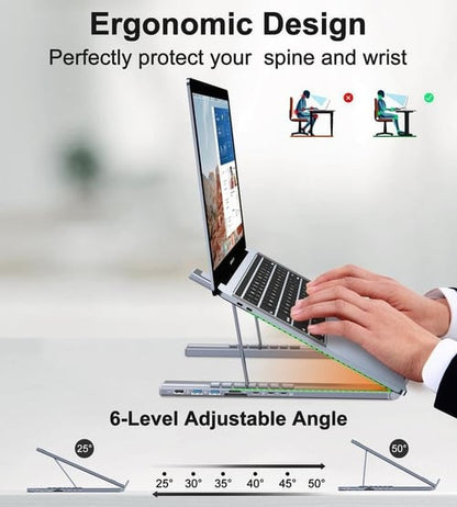 8-in-1 Hub and Laptop Riser Stand