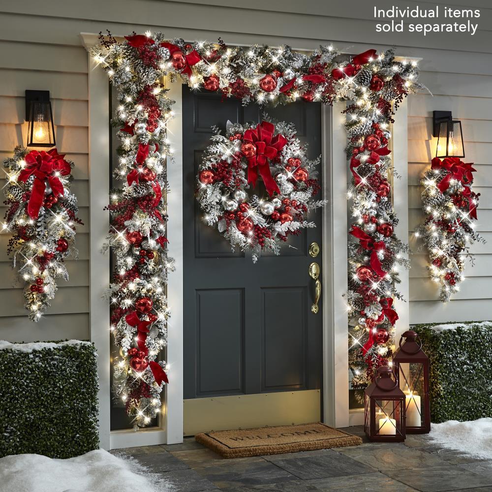 Cordless Prelit Holiday Decoration in Red and White