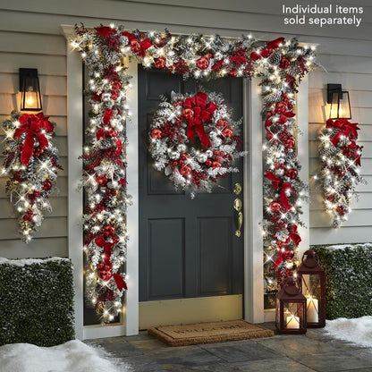 Cordless Prelit Holiday Decoration in Red and White