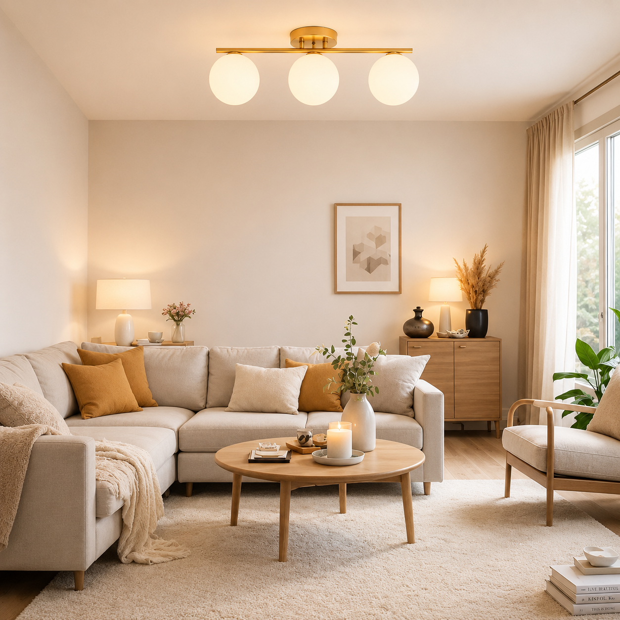 Globe Shade LED Ceiling Light in Opaline Finish