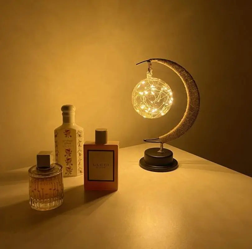 Decorative Table Lamp with Warm Ambient Light - Moon Sphere Design
