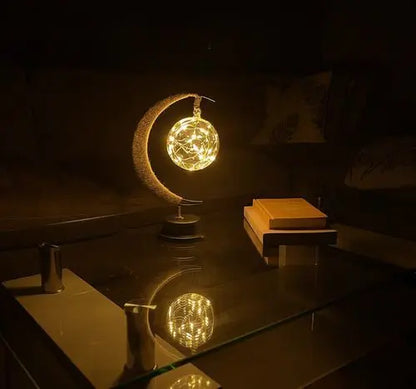 Decorative Table Lamp with Warm Ambient Light - Moon Sphere Design