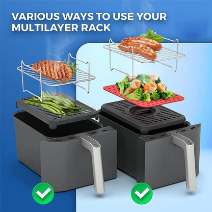 Multi-Layer Air Fryer Rack with Mini Pans