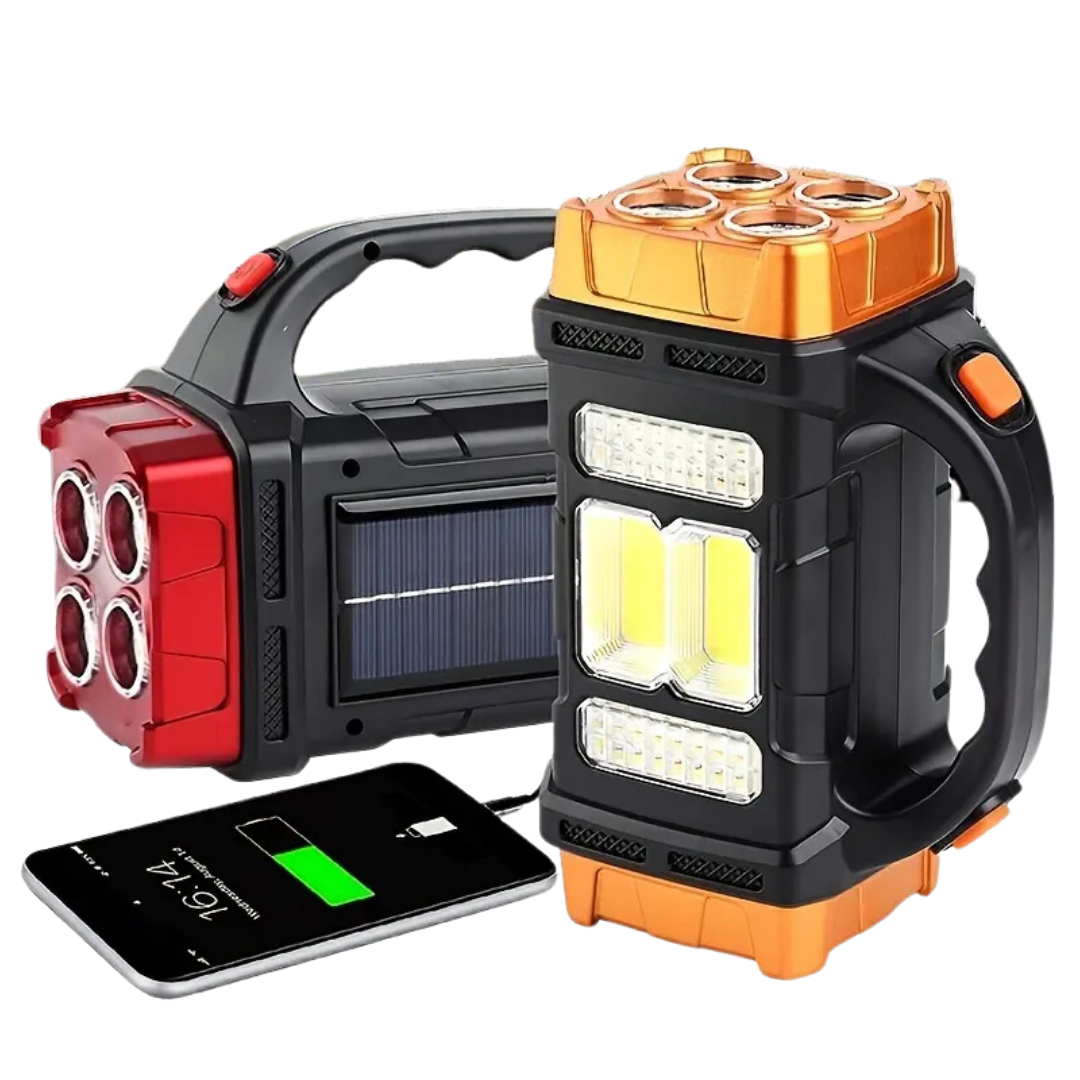4-in-1 Flashlight – Solar Power Bank for Outdoor Survival