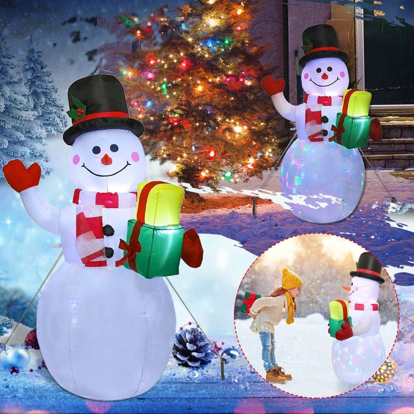 Snowman or Christmas Tree Decoration – Lighted Holiday Ornament