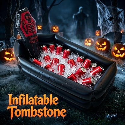 Inflatable Party Cooler Shaped Like a Halloween Tombstone