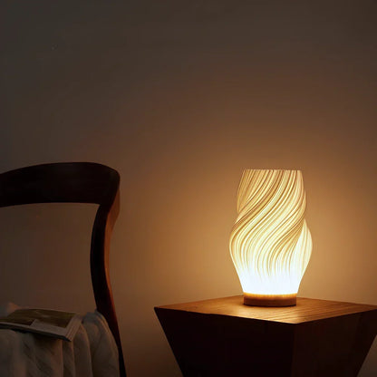 Soft Sculptural Bedside Light – Pleated LED Table Lamp