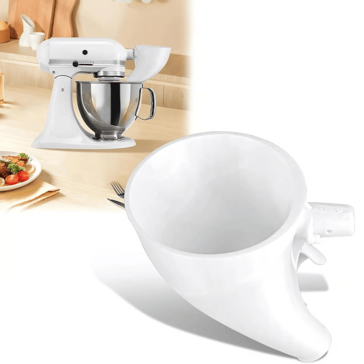 Flour Funnel for Kitchen Mixers | Spill-Free Ingredient Pouring