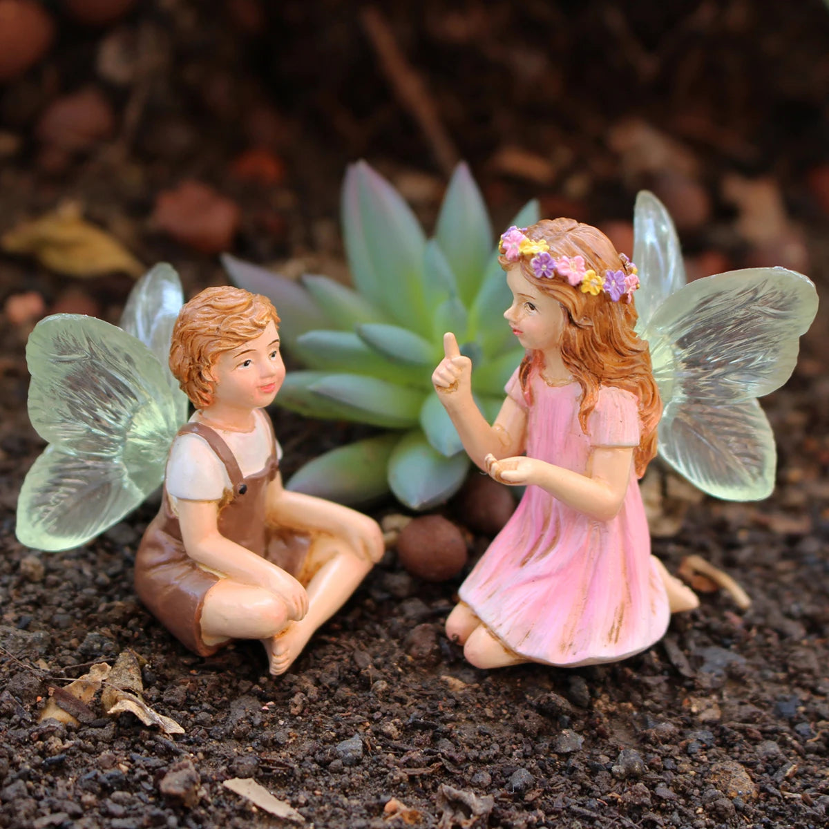 Mini Fairy Figurines Set of 2 | Resin Garden & Table Decor | Enchanting Outdoor Ornaments
