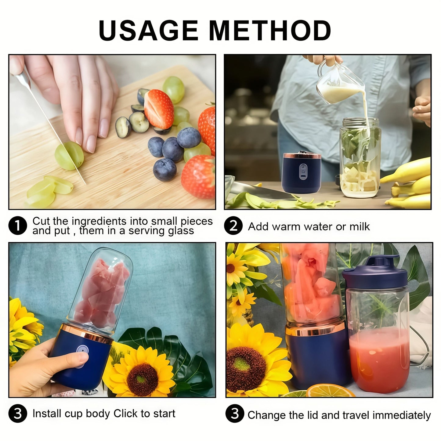 USB Rechargeable Juice Blender for Outdoor and Office Use
