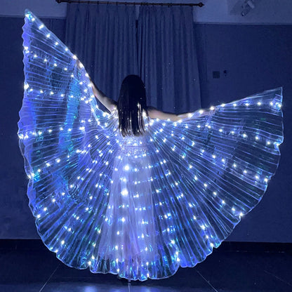 Illuminated Fairy Cloak with LED Wings | 140 cm / 110 cm | Includes Telescopic Rods & Switch | Perfect for Stage, Party & Performance