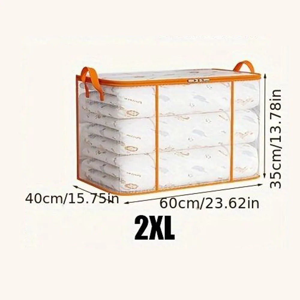 Transparent Storage Bag for Clothes | Zippered Folding Duvet and Pillowcase Bag with Large Capacity