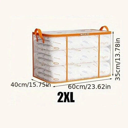Transparent Storage Bag for Clothes | Zippered Folding Duvet and Pillowcase Bag with Large Capacity