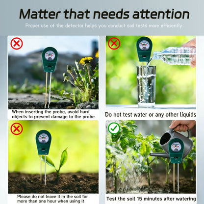 Three-in-One Soil Tester for Garden Use