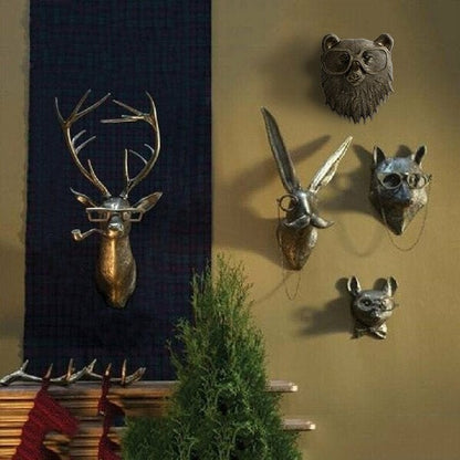 Hand-Painted Resin Animal Head Wall Decor – Playful Figurines