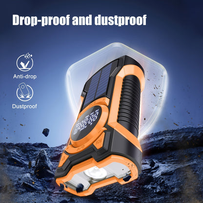 Emergency Radio with Solar & Hand Crank | 5000mAh Power Bank | LED Light & SOS Alert