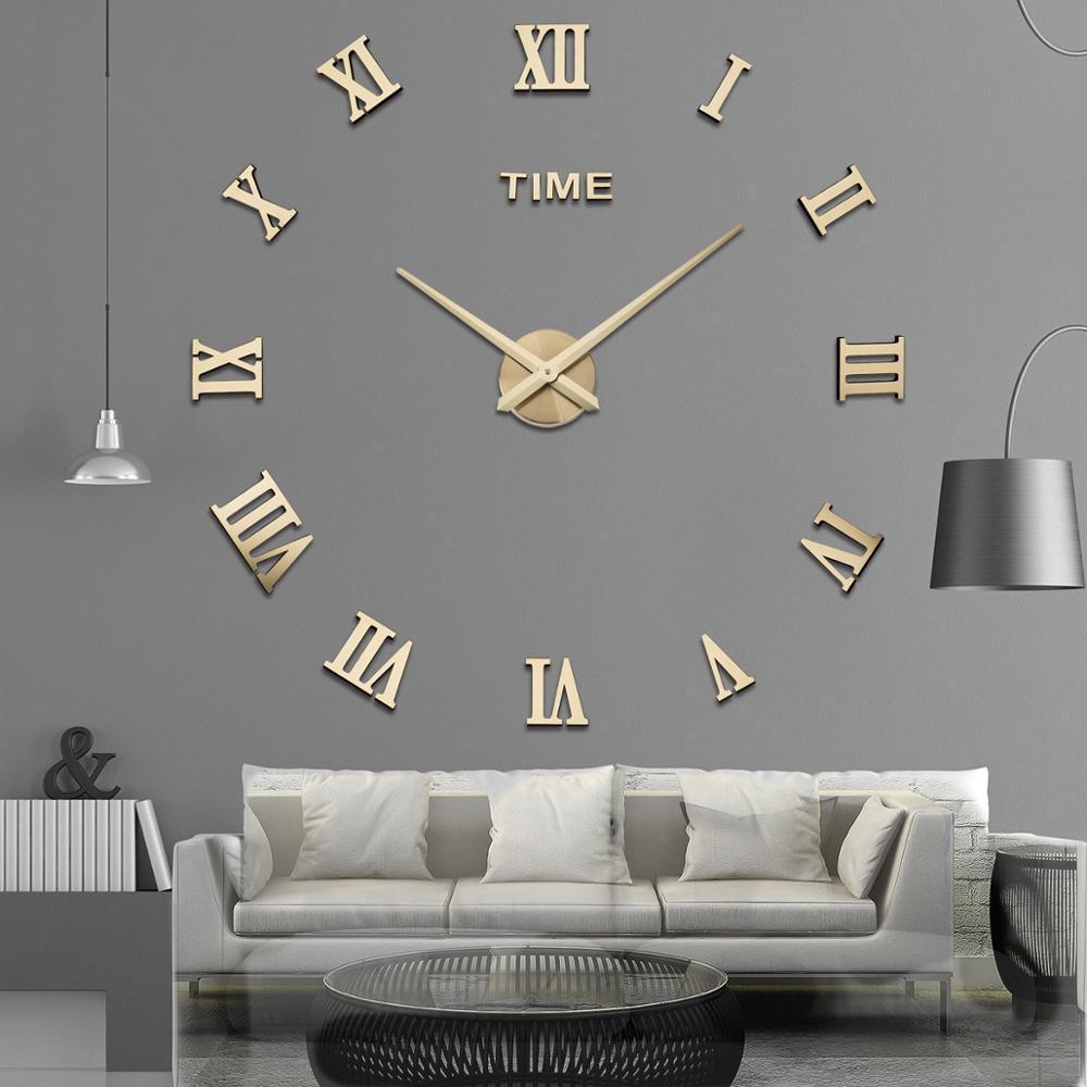 Wall Clock with Roman Numerals – Contemporary Silver Mirror Design