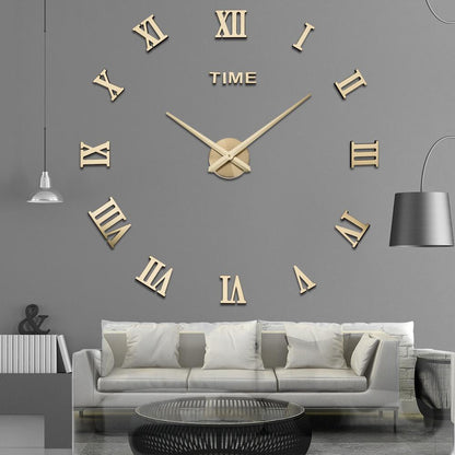 Wall Clock with Roman Numerals – Contemporary Silver Mirror Design