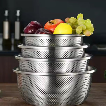 Versatile Stainless Steel Colander and Mixing Bowl Set