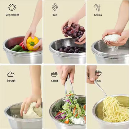 Versatile Stainless Steel Colander and Mixing Bowl Set