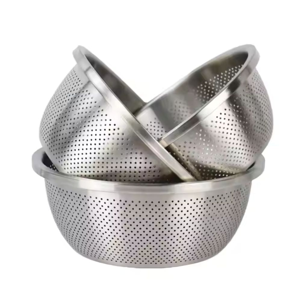 Versatile Stainless Steel Colander and Mixing Bowl Set