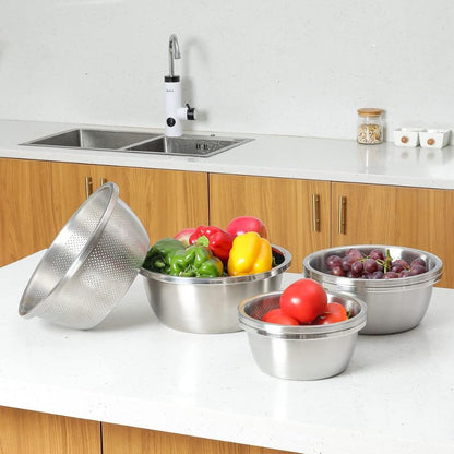 Versatile Stainless Steel Colander and Mixing Bowl Set