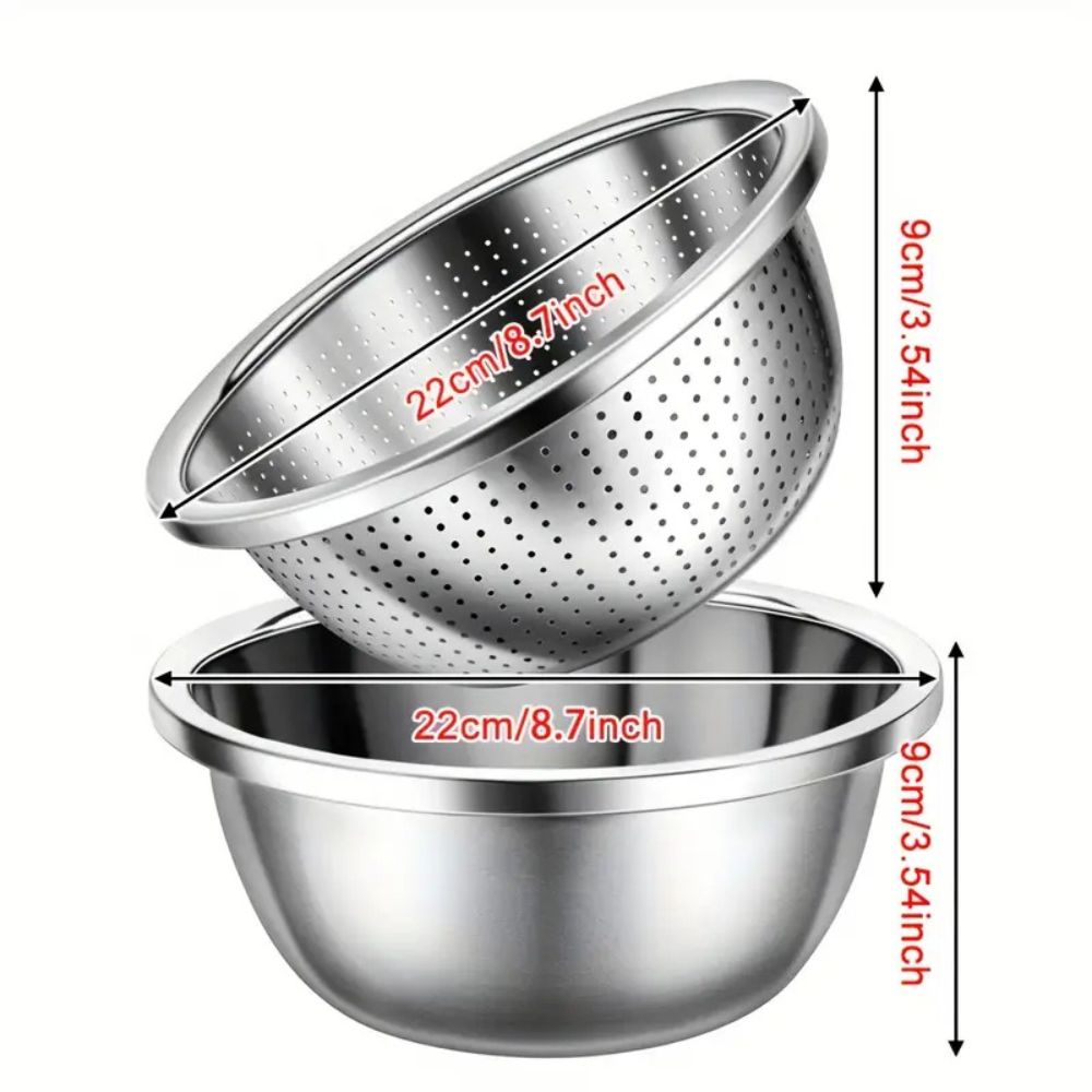 Versatile Stainless Steel Colander and Mixing Bowl Set