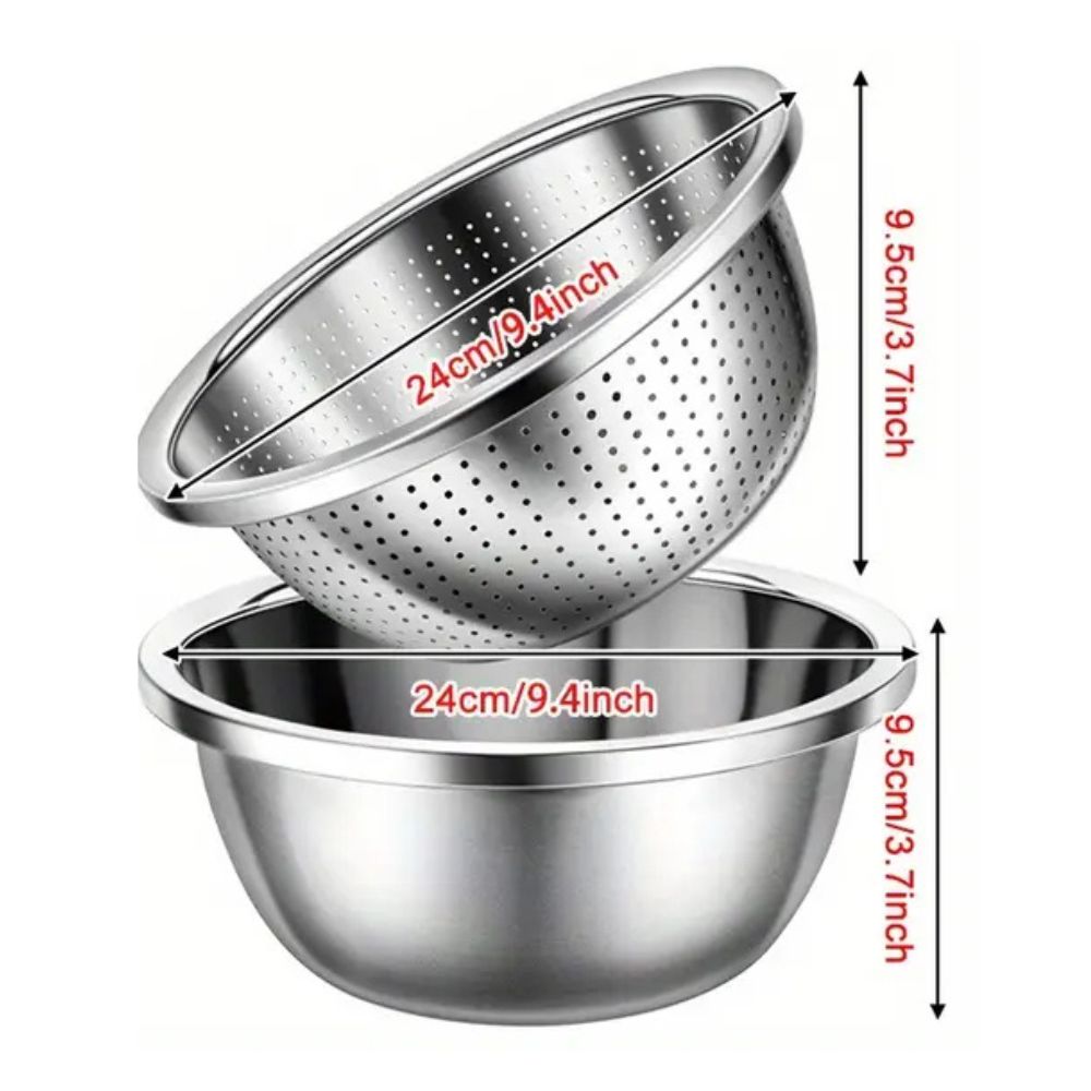 Versatile Stainless Steel Colander and Mixing Bowl Set