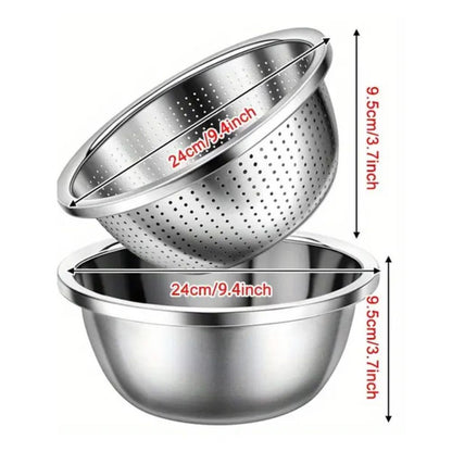 Versatile Stainless Steel Colander and Mixing Bowl Set