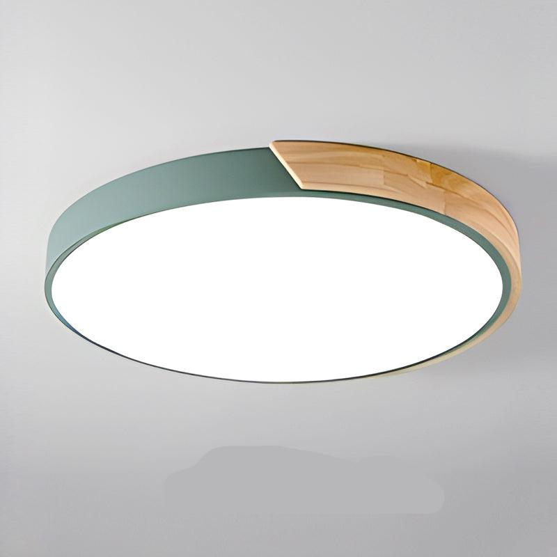 Nordic Style Circular LED Ceiling Light in Wooden Finish