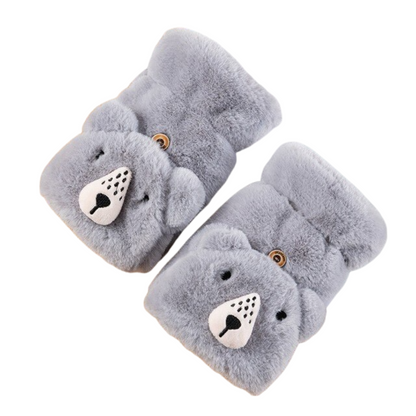 Winter Gloves for Women - Adorable Bear Fur Mittens