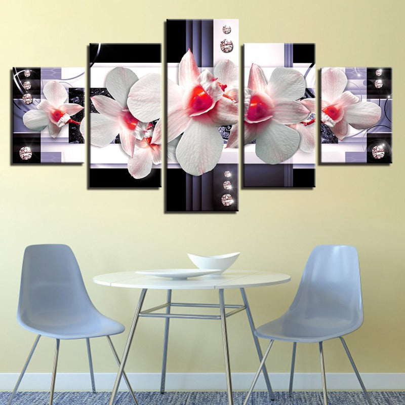 Stunning Five-Piece Floral Canvas Art for Home Décor