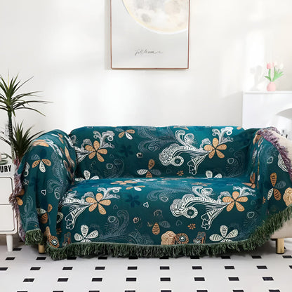 Artistic Botanical Cotton Throw Blanket
