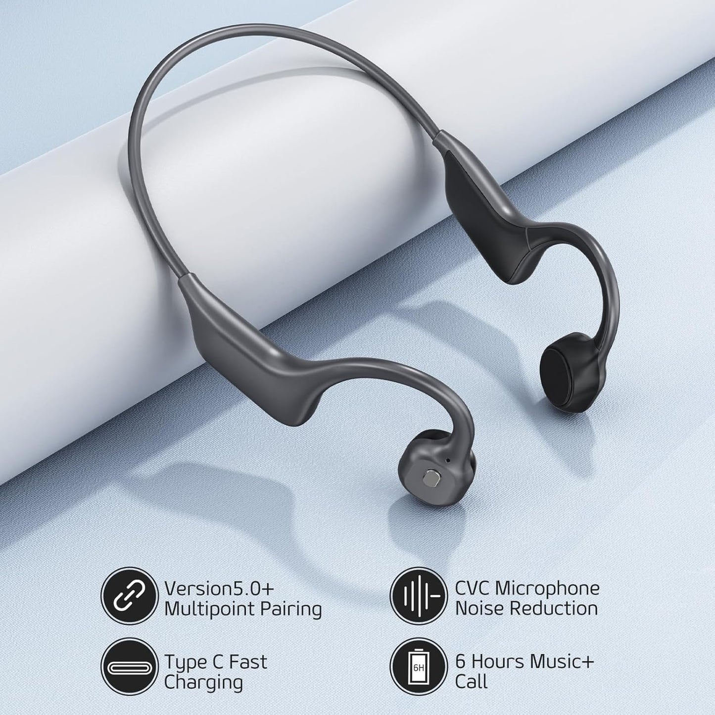 Open-Ear Wireless Headphones with Built-In Microphone