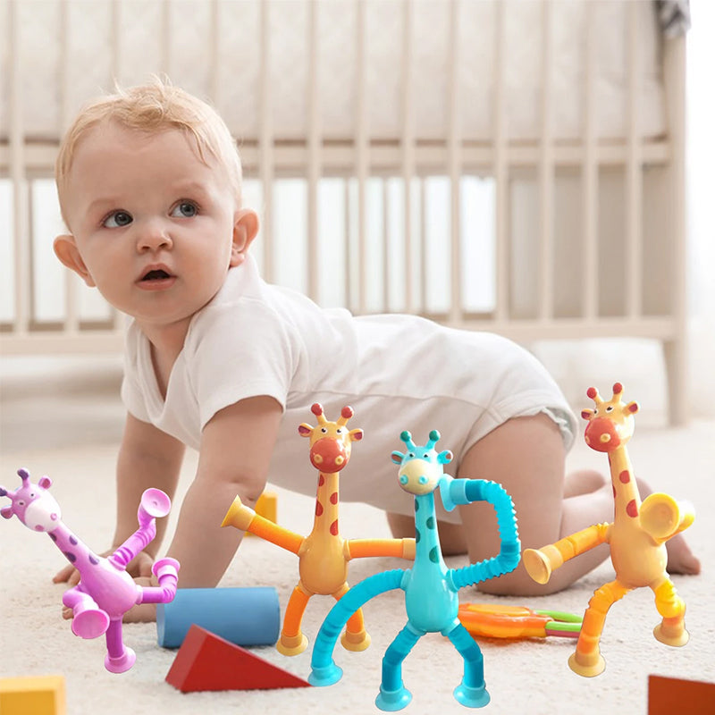 Stretchy Giraffe Toy with Suction Cup - Flexible Animal Plaything