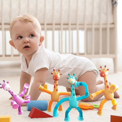 Stretchy Giraffe Toy with Suction Cup - Flexible Animal Plaything