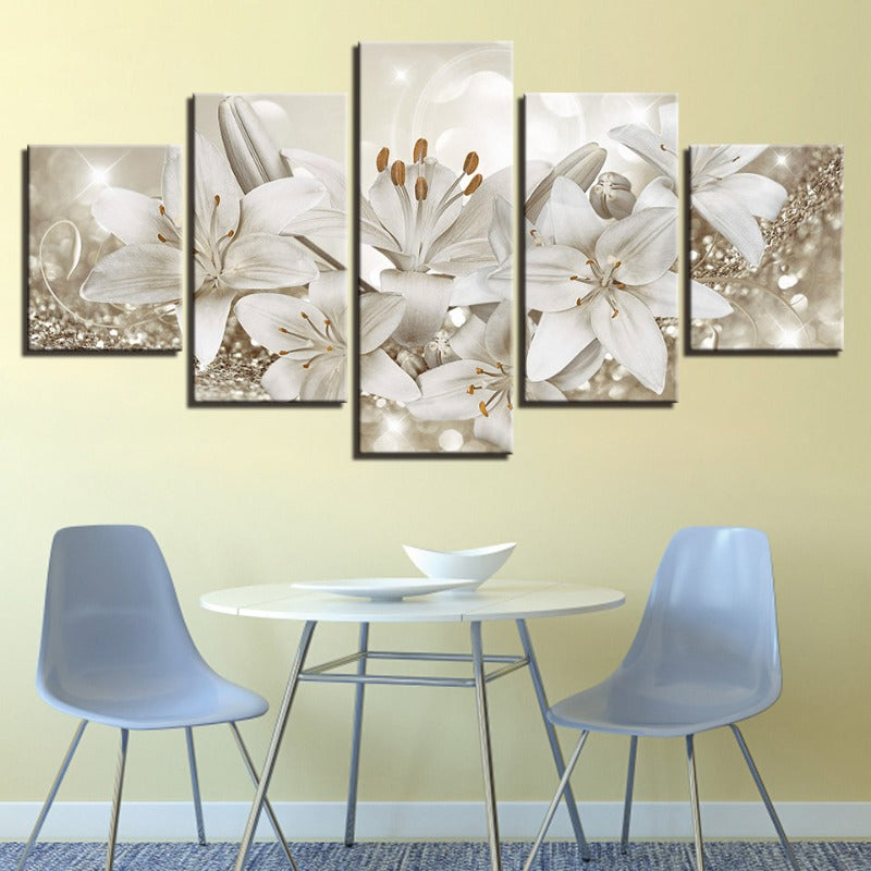 Stunning 5-Piece Flower Canvas Art for Vibrant Interiors