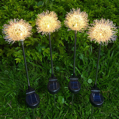 Set of 2 Solar-Powered LED Lawn Lights - Waterproof Dandelion Flower Decor