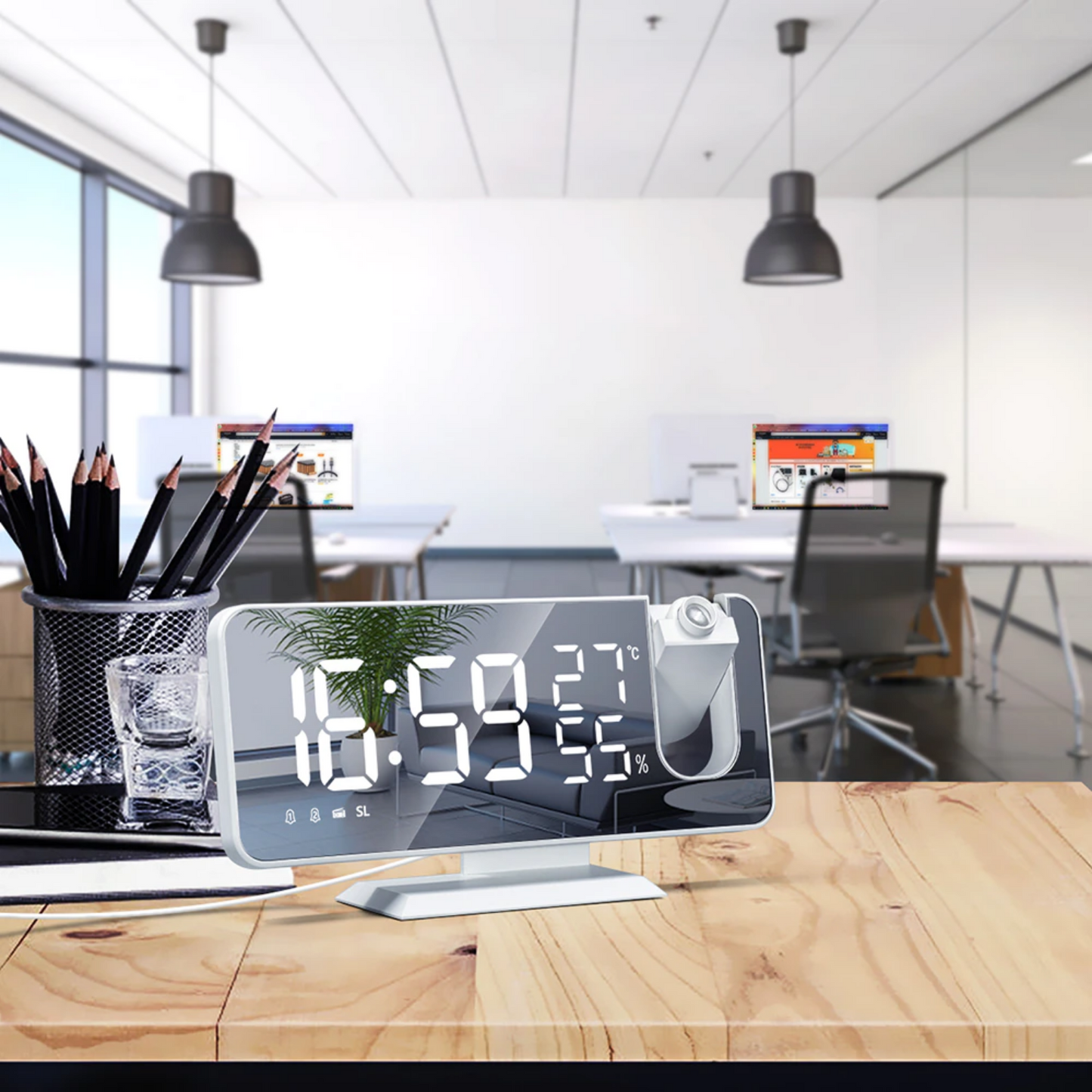 LED Projection Alarm Clock with 180° Display