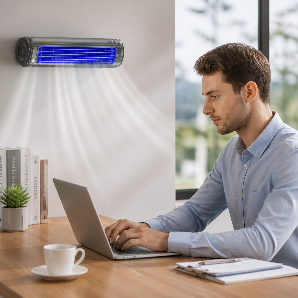 Compact Wall-Mount Air Cooler with 12-Hour Battery Life