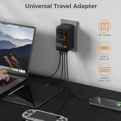 Power Up Anywhere: 100W Travel Adapter