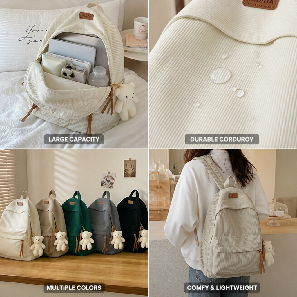 Spacious Corduroy Backpack for Everyday Adventures