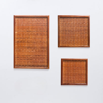 Sophisticated Rattan-Style Wooden Serving Tray