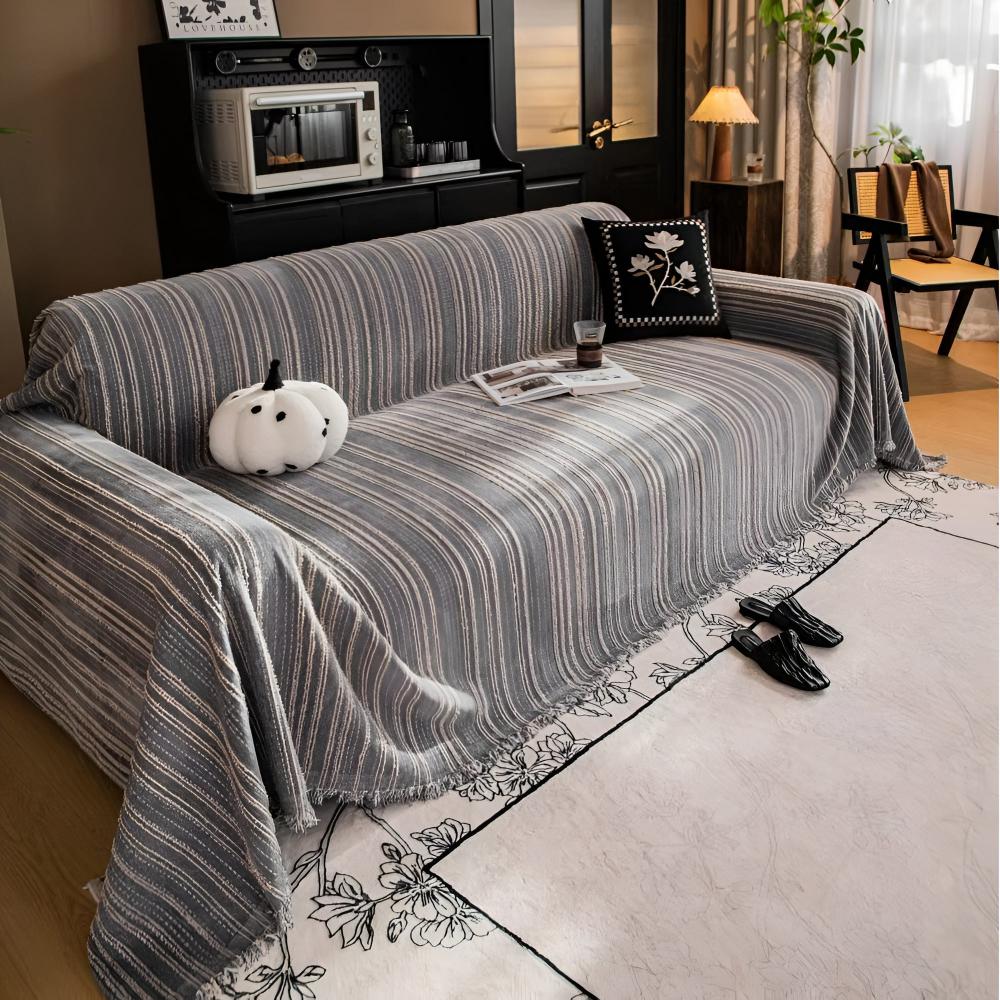 Chic Striped Chenille Sofa Protector