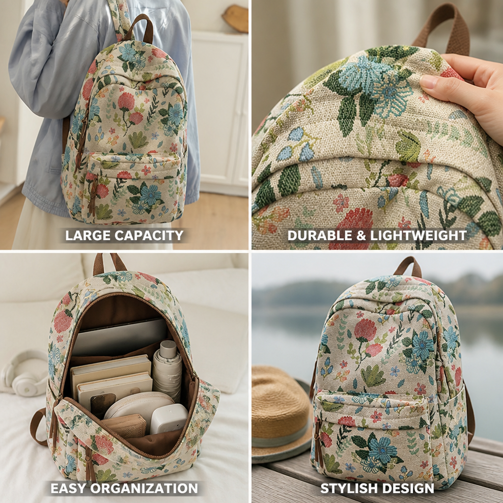 Charming Floral Extra-Large Backpack for School & Travel
