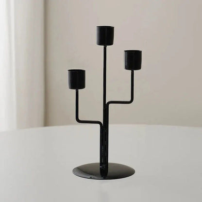 Nordic Style Metal Candlestick with Curved Stem in Gold for Taper Candles - 15.5 cm (6.1 in) Table and Shelf Decor