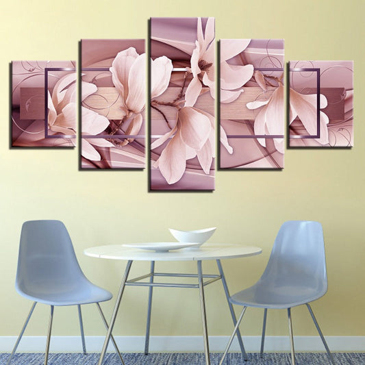 5 Panel Blush Blossom - Elegant Canvas Art Set
